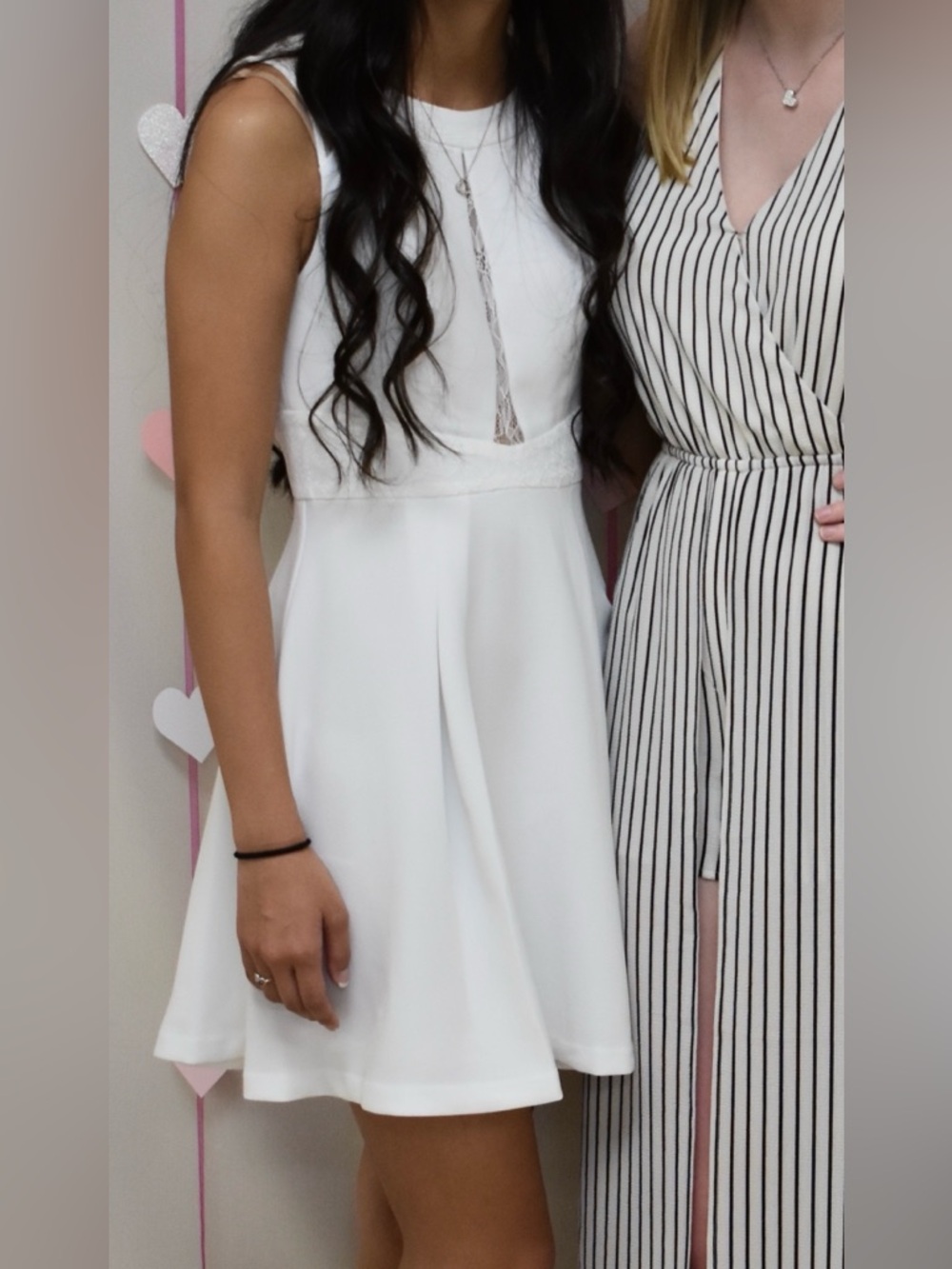 White Lace-Trim A-Line Dress